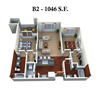 The Laurel Apartments 2x2 A 3D Floor Plan The Laurel Apartments 2x2 A 3D Floor Plan